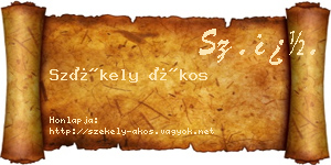 Székely Ákos névjegykártya